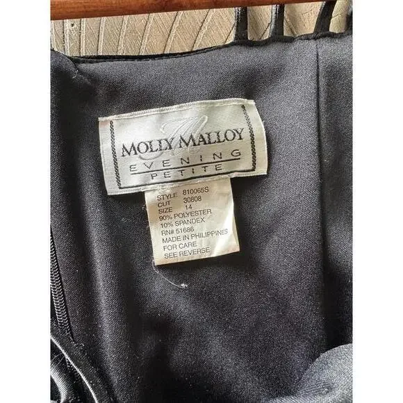 Vintage Molly Malloy Evening Black Velvet Strappy Maxi Cocktail Dress Size 14​ - Picture 6 of 9